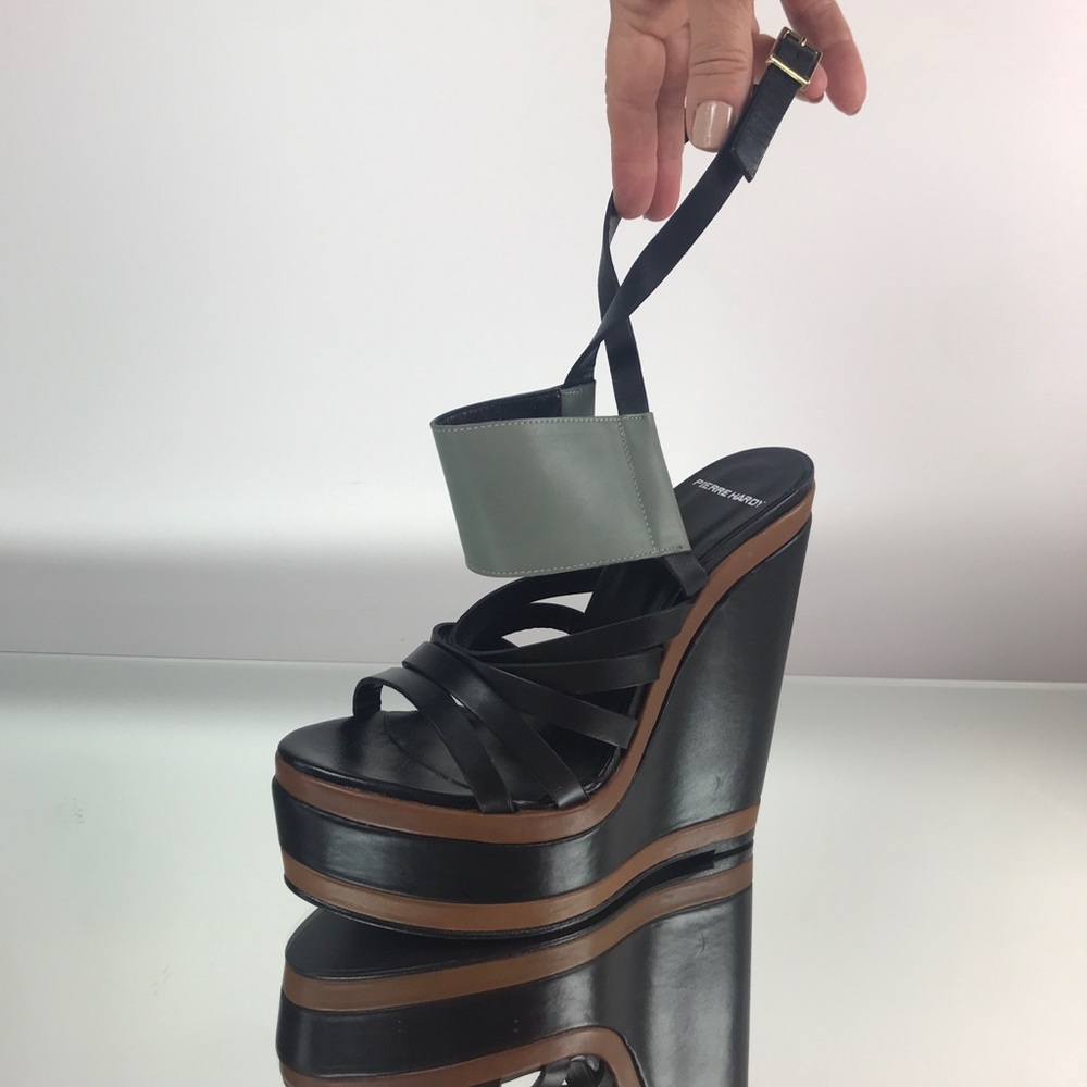 PIERRE HARDY Tricolored Ankle Strap Wedge Heels